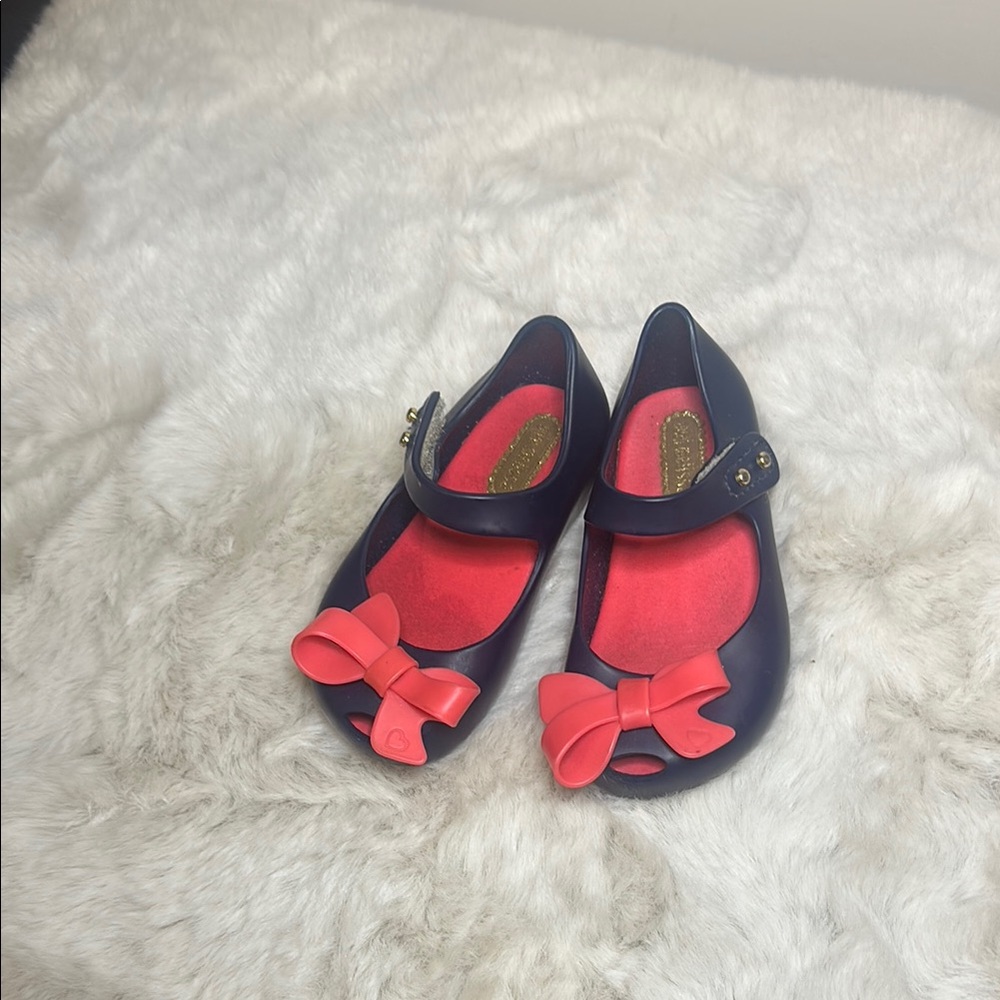 Mini Melissa size 6 baby Navy and Red Kids Sandals
